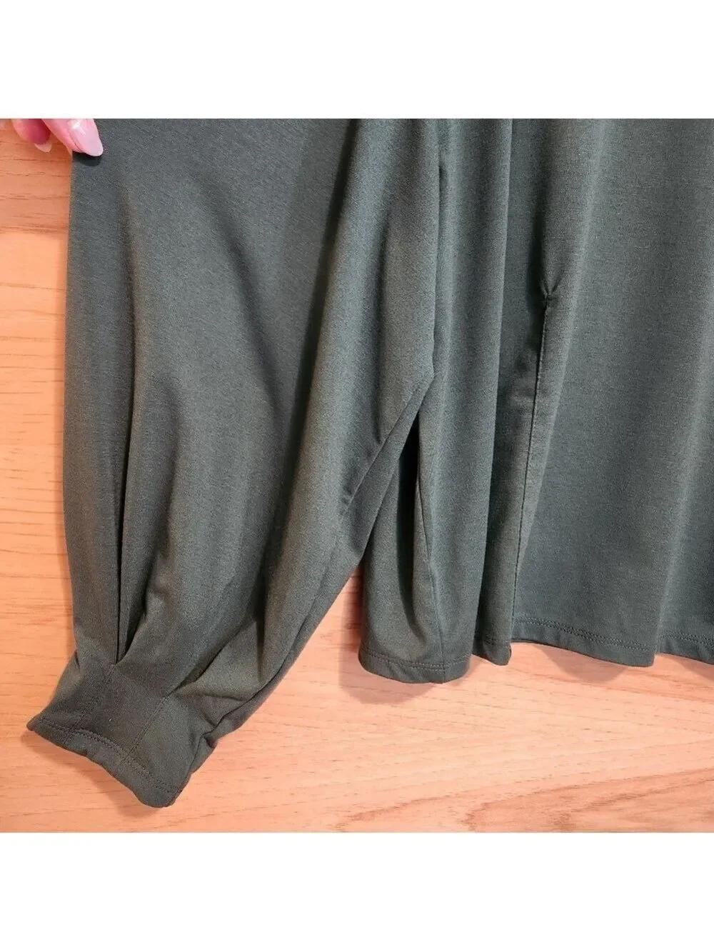PROLOGUE WOMEN'S BALLOON DROP SLEEVE DARTED CUFF TOP SHIRT GREEN NWOT SIZE XL